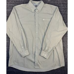 Mens Green Pattern Cinch Longsleeve Button Up Shirt Size XXL Excellent Condition